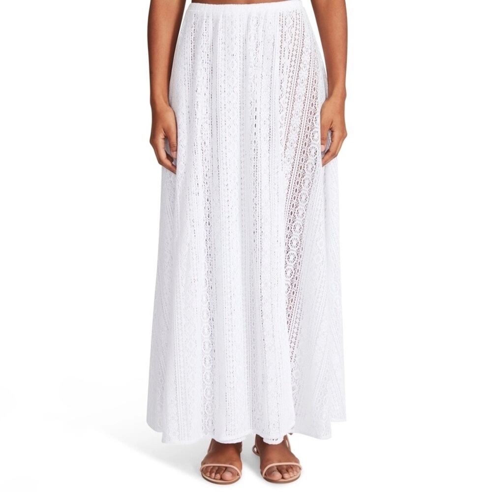 BB DAKOTA White The Seeker Crochet Maxi Skirt Sz XS NWT